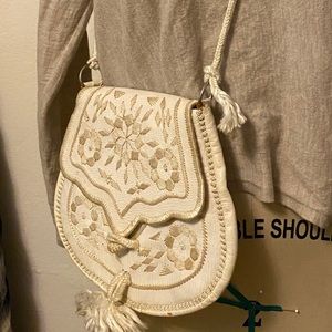 Embroidered Leather Boho Purse